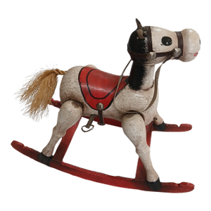 1979 Enesco Musical Wooden Rocking Horse Music Box Toy Land Works Repaired