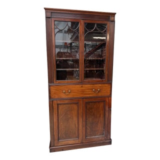 Antique Mahogany Bookcase with Secretaire For Sale