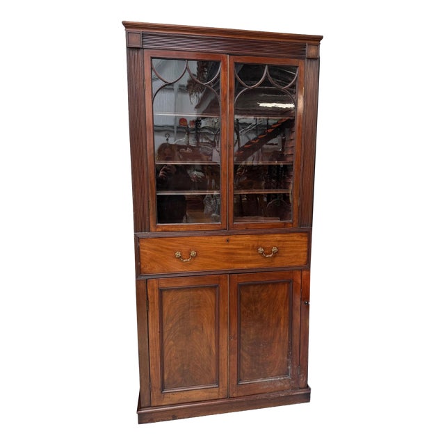 Antique Mahogany Bookcase with Secretaire For Sale