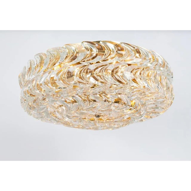 Metal Gilt Brass and Crystal Flush Mount from Palwa, Germany, 1970s For Sale - Image 7 of 11