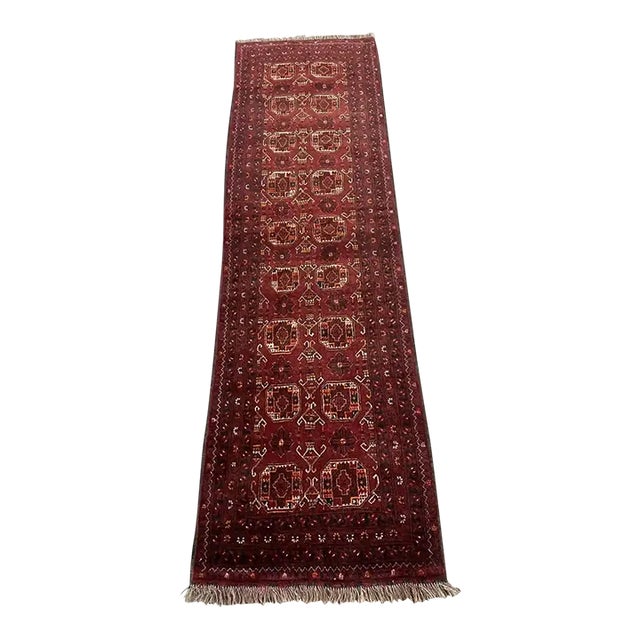 Hand-Knotted Kunduz Rug Runner - 2.8 X 9.2 Ft - Tribal Design For Sale