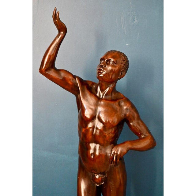 Italian Artist, Very Large Nude Sculpture of a Young Man, 1920s-1940s, Wood For Sale - Image 4 of 18