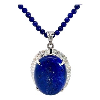 Lapis Pendant With Lapis Bead Chain For Sale