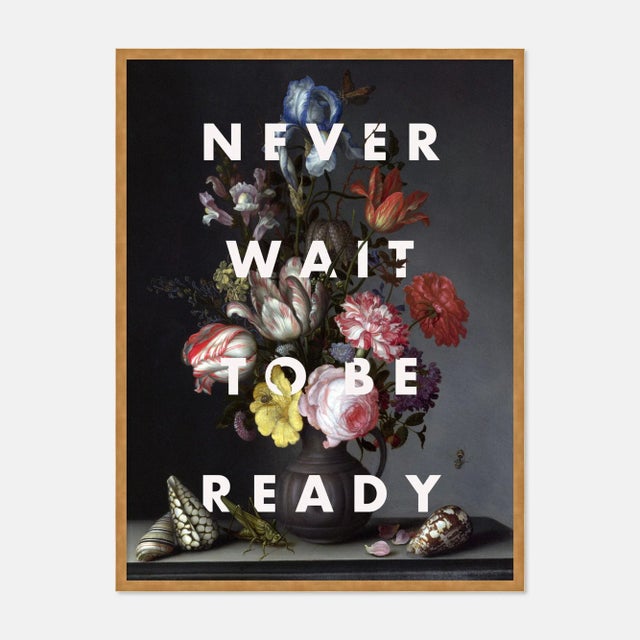 Contemporary Never Wait to Be Ready by Lara Fowler in Gold Framed Paper, Small Art Print For Sale - Image 3 of 3