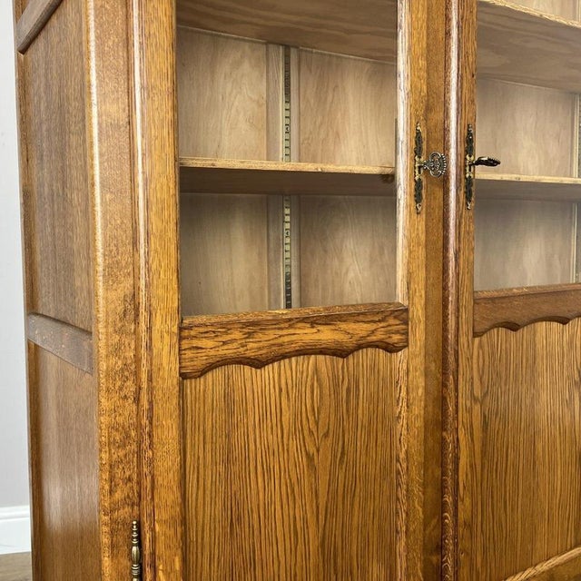 Vintage French Louis XIV Glazed Oak Display Cabinet For Sale - Image 4 of 11