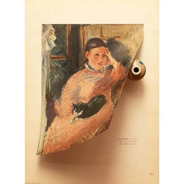 Portraiture 1949 After Edouard Manet "Woman With a Cat" First Edition Parisian Full-Color Print For Sale - Image 3 of 8