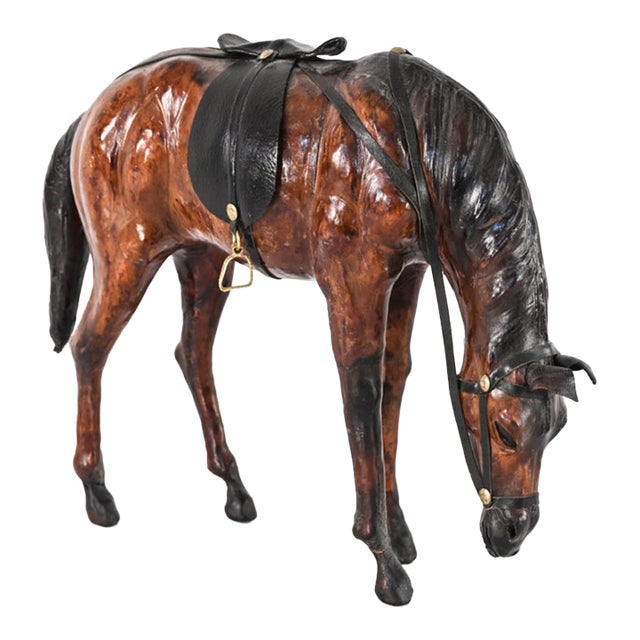 Vintage Leather-Wrapped Model Horse Sculpture For Sale