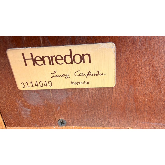 Late 20th Century Pair of Henredon Scene One Campaign Walnut Armoires With Brass Hardware For Sale - Image 15 of 15