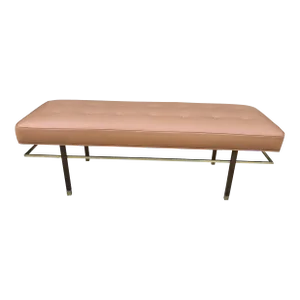 1950s Harvey Probber Brass & Leather Bench