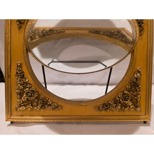 Mid Century Gold Vanity Table Mirror French Ornamentation Reversible For Sale - Image 4 of 15