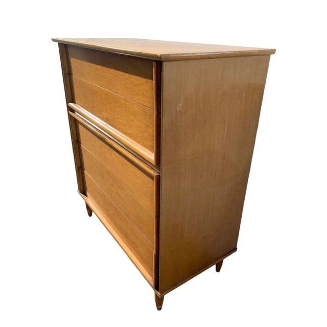 1950s Vintage Five Drawer Mid-Century Walnut Chest For Sale - Image 5 of 6