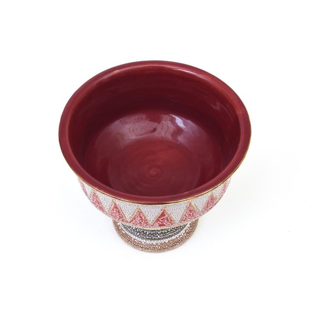 Ceramic Vintage Italian Ceramic Lava Pedestal Bowl by Fratelli Fanciullaci for Bitossi, 1960's For Sale - Image 7 of 12