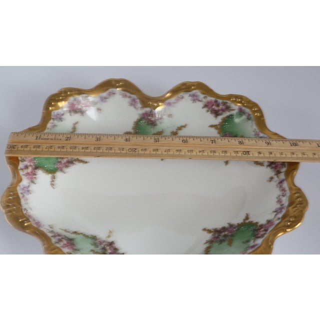 Gold Antique B&h Limoges France Hand Painted Bowl Gilt Rim Floral 10” For Sale - Image 8 of 10