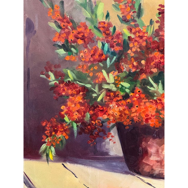 Floral Still Life Oil on Canvas Painting, Vintage For Sale - Image 4 of 12