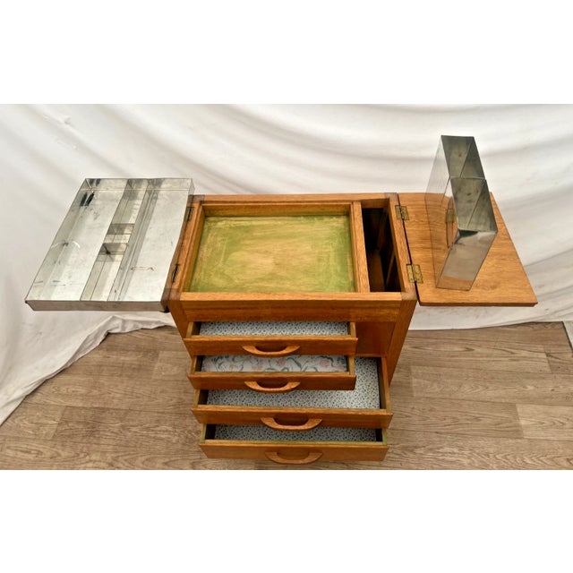Mid-Century Modern Mid Century Sewing Artist Cabinet, Four Drawers, Top Storage Bins, Expanding Top For Sale - Image 3 of 11