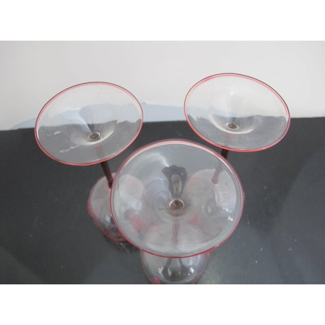 Theresienthal Clear Crystal Bohemian Ruby Grape Vine Cordial Wine Glass Set of 3 For Sale - Image 9 of 9