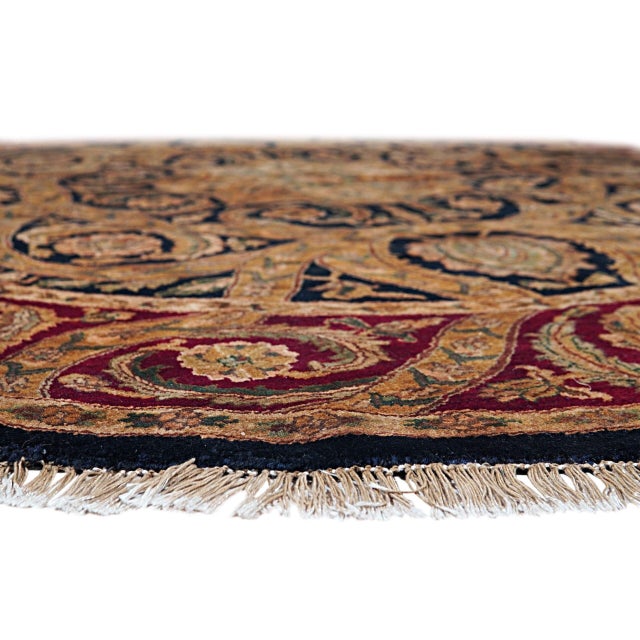 Traditional 8x8 Navy Jaipur Round Floral Traditional Hand Knotted Wool Carpet Rug For Sale - Image 3 of 6