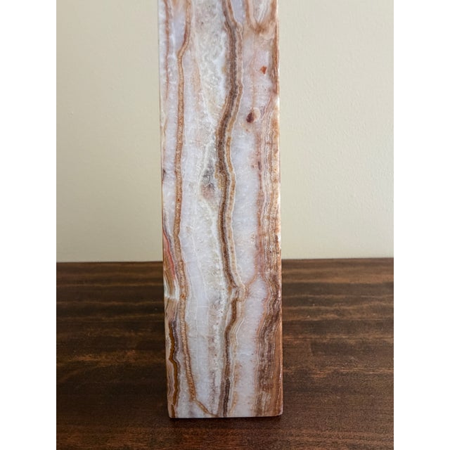 Neoclassical Solid Marble Onyx Green and Brown Obelisk For Sale - Image 10 of 10