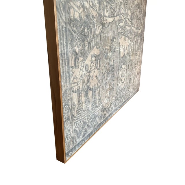 Bali Hindu Textile Framed 'Kamasan' Painting, Indonesia C. 1920 For Sale - Image 14 of 18