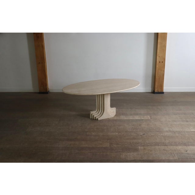 Oval Argo Dining Table in Travertine by Carlo Scarpa for Simon Gavina, 1970s For Sale - Image 11 of 11