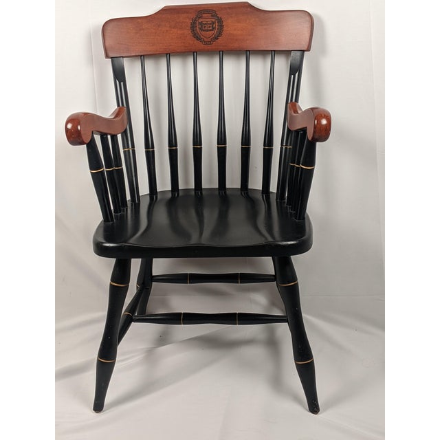 Vintage Yale University Windsor Armchair With Lux Et Veritas Crest – Collegiate Library Chair For Sale - Image 13 of 16
