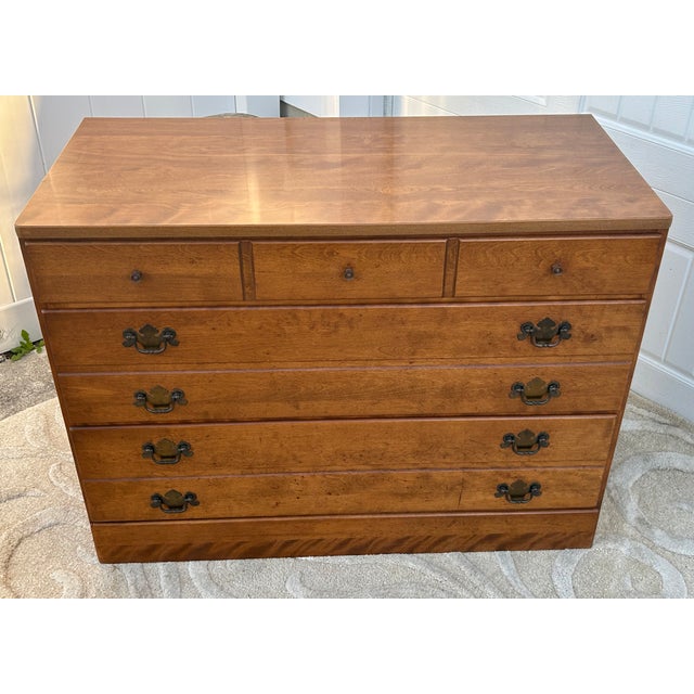 Vtg. Ethan Allen American Style Three Drawer Maple Chest in Nutmeg W/Mica Top For Sale In Philadelphia - Image 6 of 13