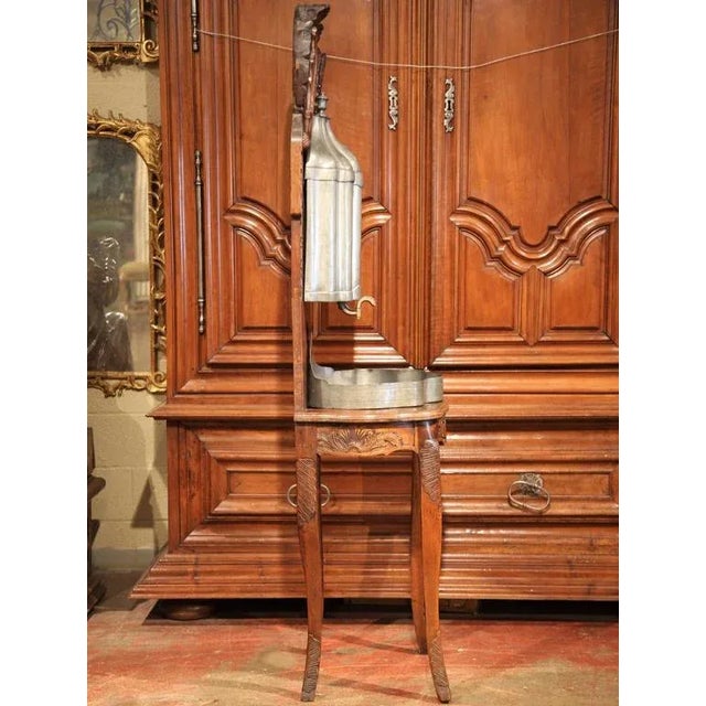18th Century French Louis XV Pewter Lavabo on Carved Walnut Stand For Sale - Image 9 of 10
