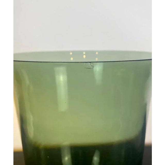 Vintage French Pedestal Glass Jar in Green, France, 1970s For Sale - Image 4 of 8