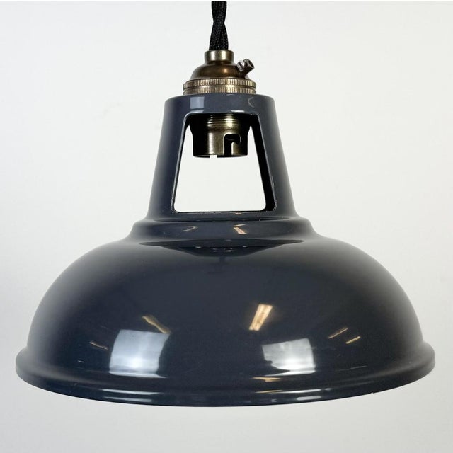 2000 - 2009 Vintage Industrial Grey Painted Ceiling Lamp For Sale - Image 5 of 16