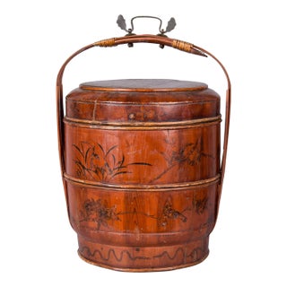 Chinese Lacquered Three-Tier Wedding Basket, Early 20th Century For Sale