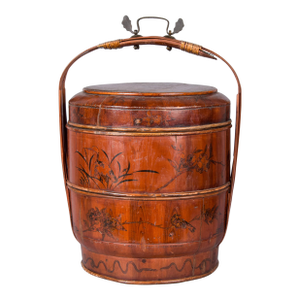 Chinese Lacquered Three-Tier Wedding Basket, Early 20th Century