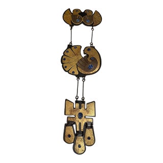 Decorative Wall Hanging Mid-Century Modern Folk Art J Moreno For Sale