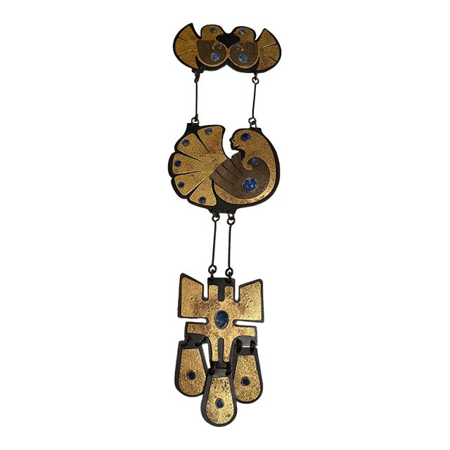 Decorative Wall Hanging Mid-Century Modern Folk Art J Moreno For Sale
