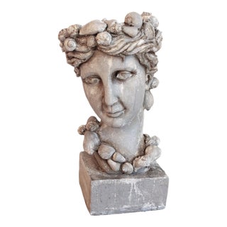 Figural Female Head Bust Planter 22" For Sale