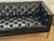 2010s Custom Edelman Black Patent Leather Tufted Tuxedo Sofa For Sale - Image 5 of 14