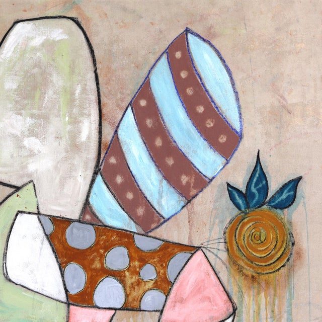 2020s Jit Madness - Abstract Contemporary Organic Shape Mixed Media Artwork on Canvas by Rue Bootay For Sale - Image 5 of 9