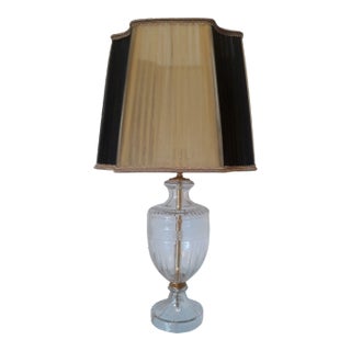 Vintage Crystal Table Lamp with Organza Lampshade For Sale