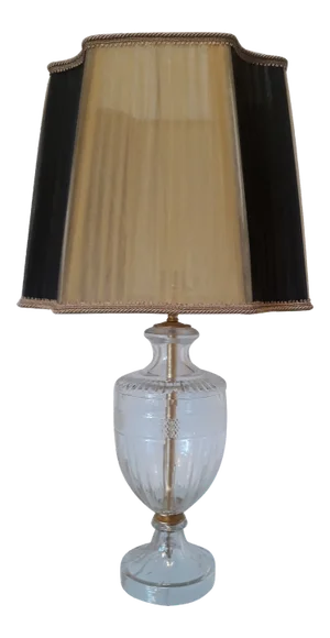 Vintage Crystal Table Lamp with Organza Lampshade