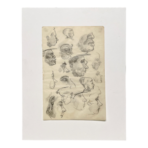 A Striking, 1930s Composite Sketch, Figure Study (Faces and Profiles) by Noted Chicago Modern Artist, Harold Haydon