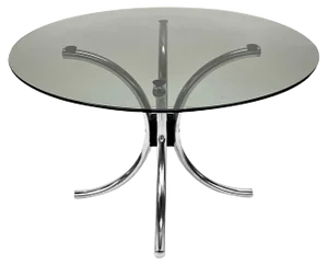 Mid-Century Italian Chromed Steel Coffee Table with Round Smoked Glass Top, 1960s