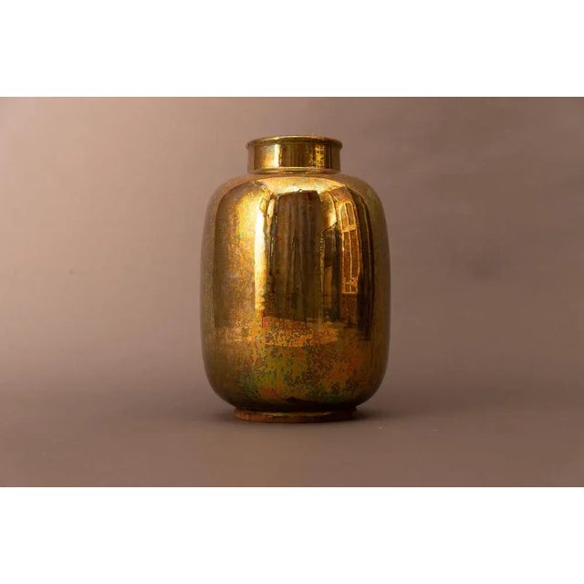 Golden Vase in Glazed Ceramic by Riccardo Gatti For Sale - Image 11 of 12