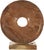 This abstract teak wood sculpture features a striking circular design with a carved center cutout, creating a bold yet...