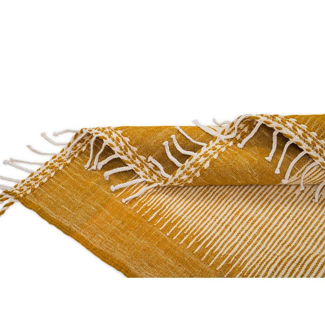 Contemporary Flat-Weave Hand-Knotted Moroccan Wool & Cotton | 7'11" X 5'2" | One of a Kind For Sale - Image 3 of 7