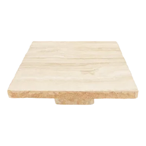 Square Travertine Mid Italian Century Modern Live Edge Coffee Center Table