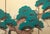 Wood C. 1960s Showa Era Japanese Painted Silk Byobu Screen "Evergreen Pine Tree" For Sale - Image 7 of 18