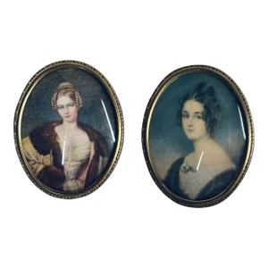 Vintage Cameo Creation Miniature Portraits - a Pair