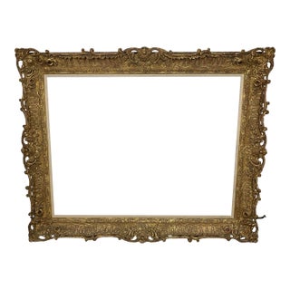 Antique Gold Ornate Rococo Style Hand Carved Wood Frame. For Sale
