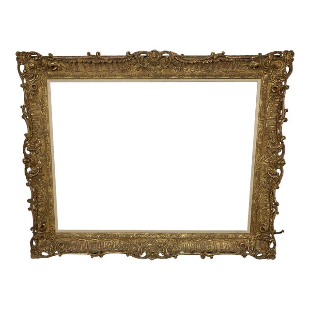 Antique Gold Ornate Rococo Style Hand Carved Wood Frame. For Sale