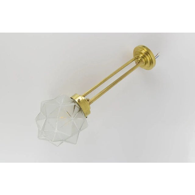 Art Deco Brass and White Frosted Glass Pendant Light For Sale - Image 12 of 18