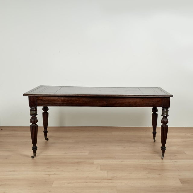 Antique English William IV Leather Top Library Table or Desk For Sale - Image 11 of 13